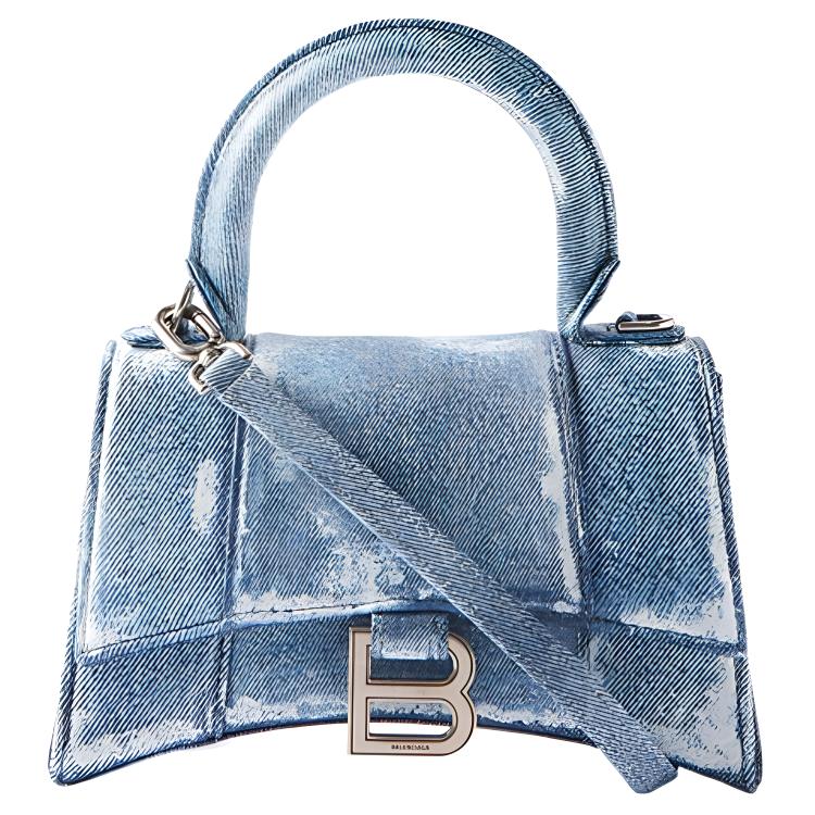 

Часовая сумка из денима ультрамаленькая женская деним синий Balenciaga
