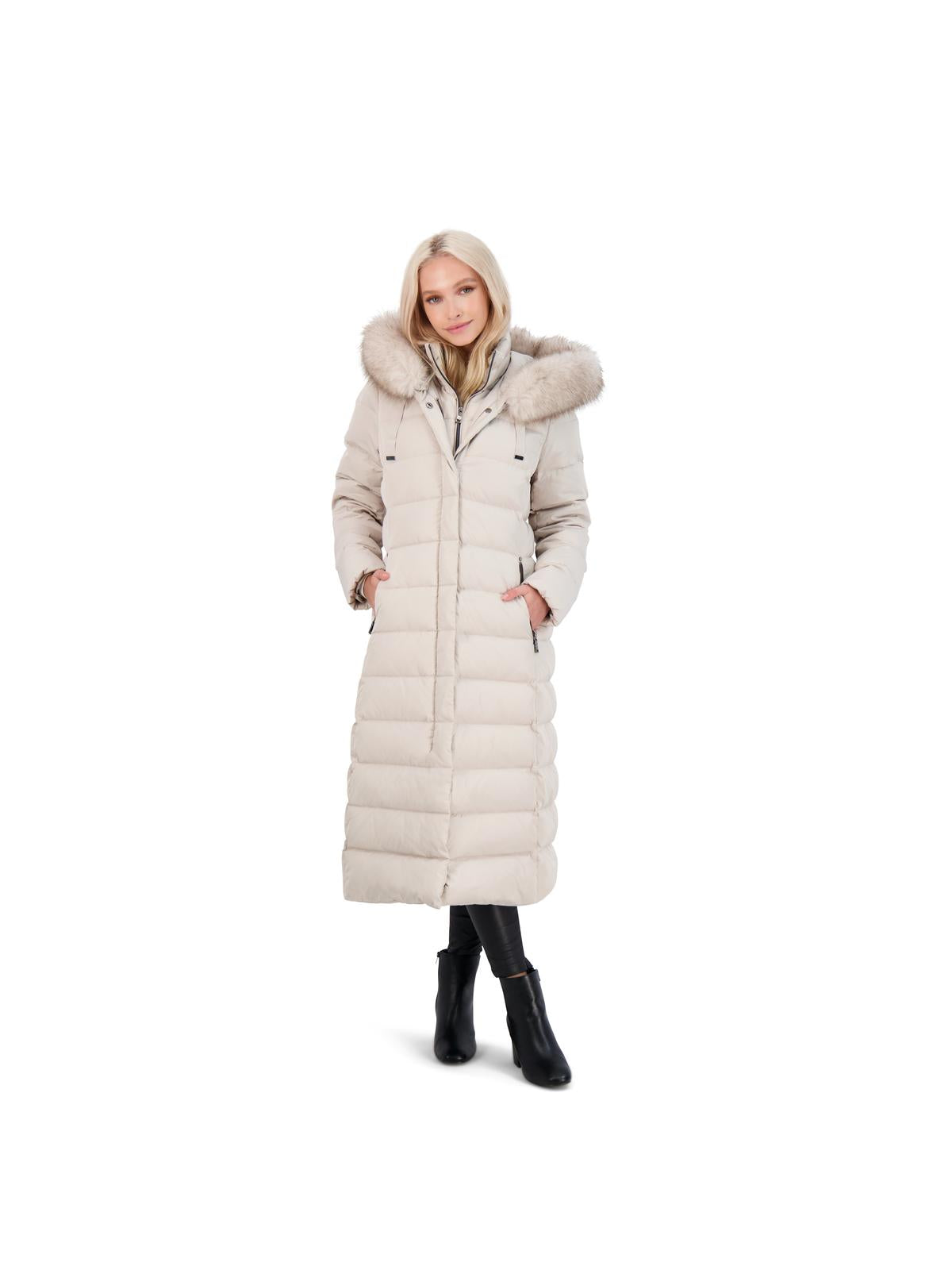 

Длинное женское пуховое пальто Nellie из полиэстера Tahari, цвет pale oak