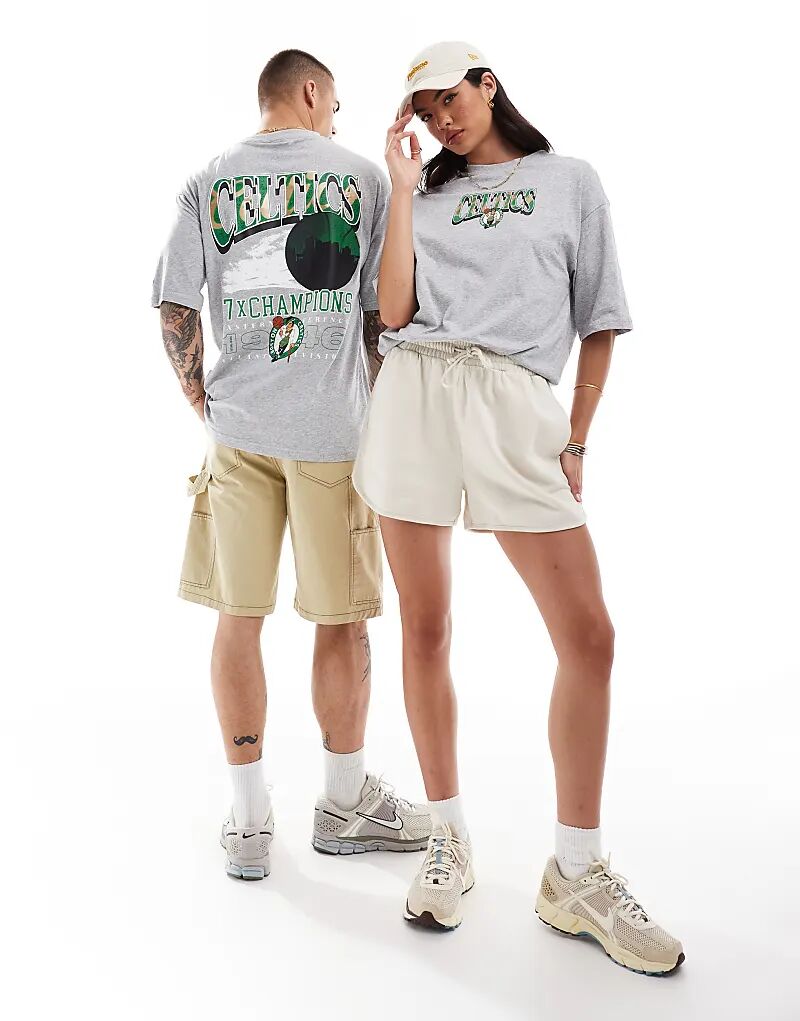 

Футболка унисекс New Era в цвете Heather Grey с принтом Boston Celtics