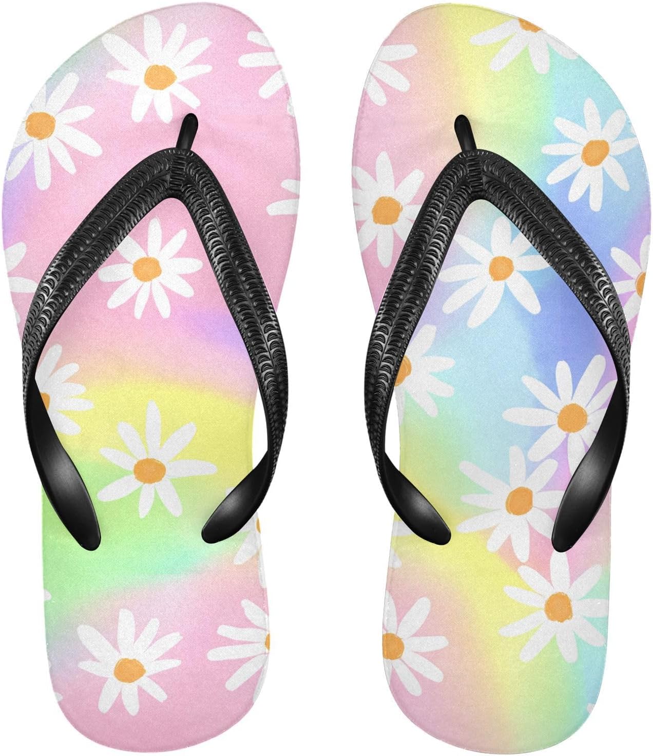 

Вьетнамки Daisy Rainbow Pink для пляжа и душа, резиновые нескользящие летние шлепанцы для мужчин и женщин Sinestour