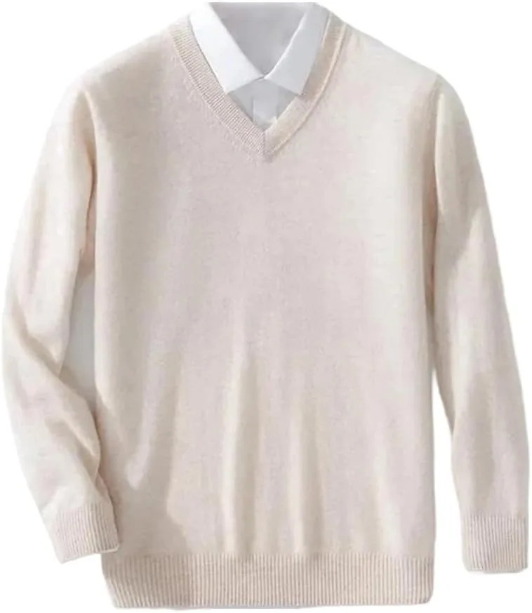 

Мужской свитер из смеси кашемира и хлопка с v-образным вырезом slim fit