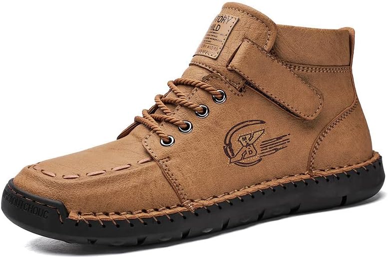 

Мужские зимние теплые ботинки с меховой подкладкой, ботильоны на щиколотку, повседневные водонепроницаемые кожаные лоферы для походов, обувь без шнурков для прогулок и вождения Elshtide, хаки