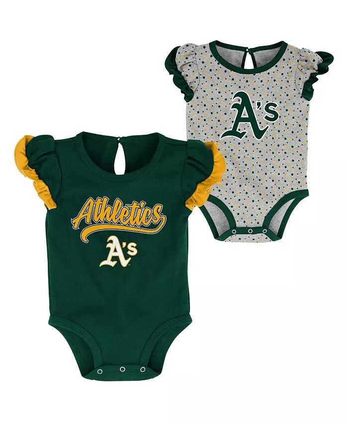 

Комплект из двух боди для девочек, зеленый, меланжевый серый Oakland Athletics Scream and Shout Outerstuff