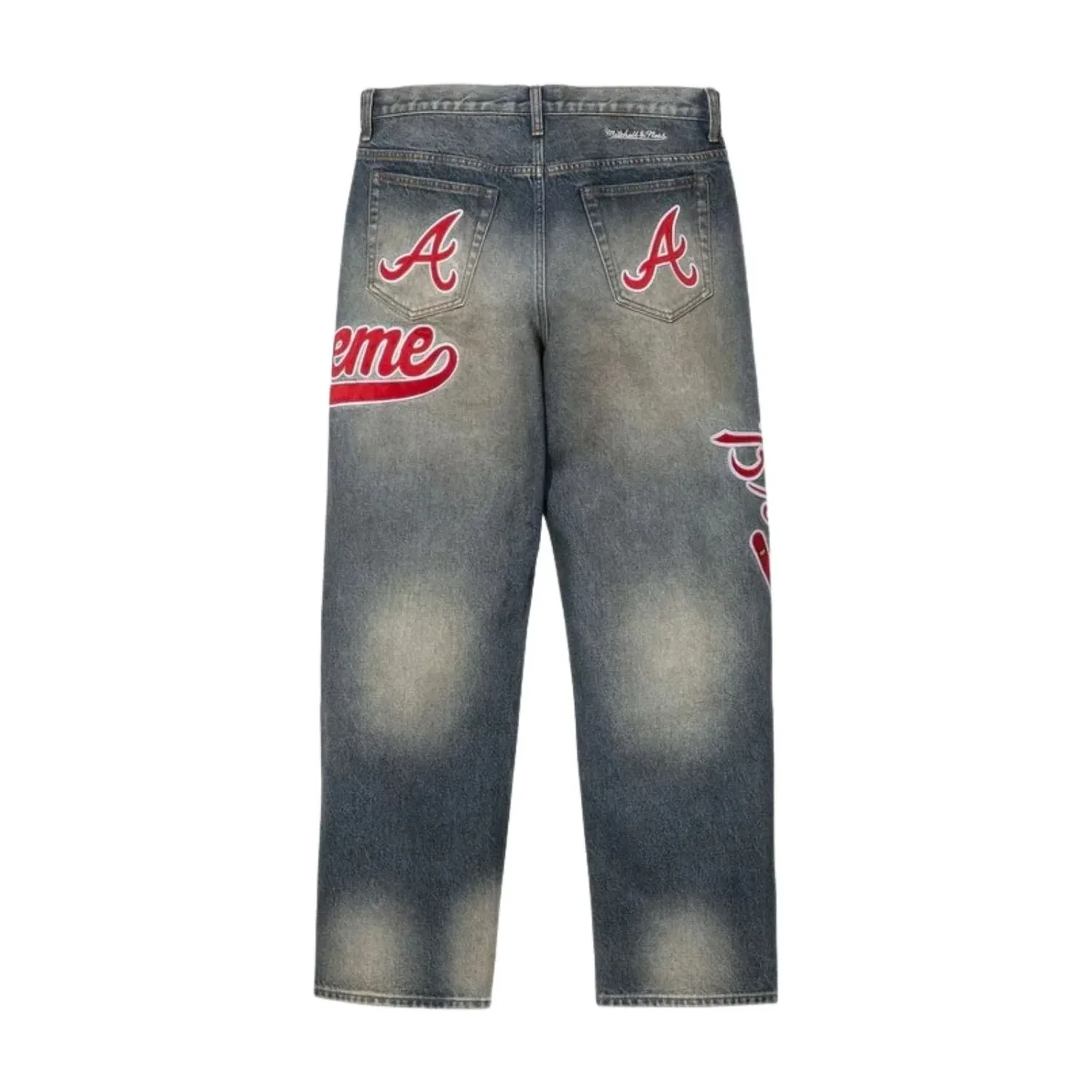 Джинсы Supreme x Mitchell & Ness SS26 Atlanta Braves свободного кроя, цвет «синий» SUP-SS26-283 — фото 2