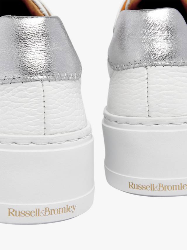 Парка Mid из зерненой кожи бесшнурные платформенные кроссовки Russell & Bromley, White — фото 3