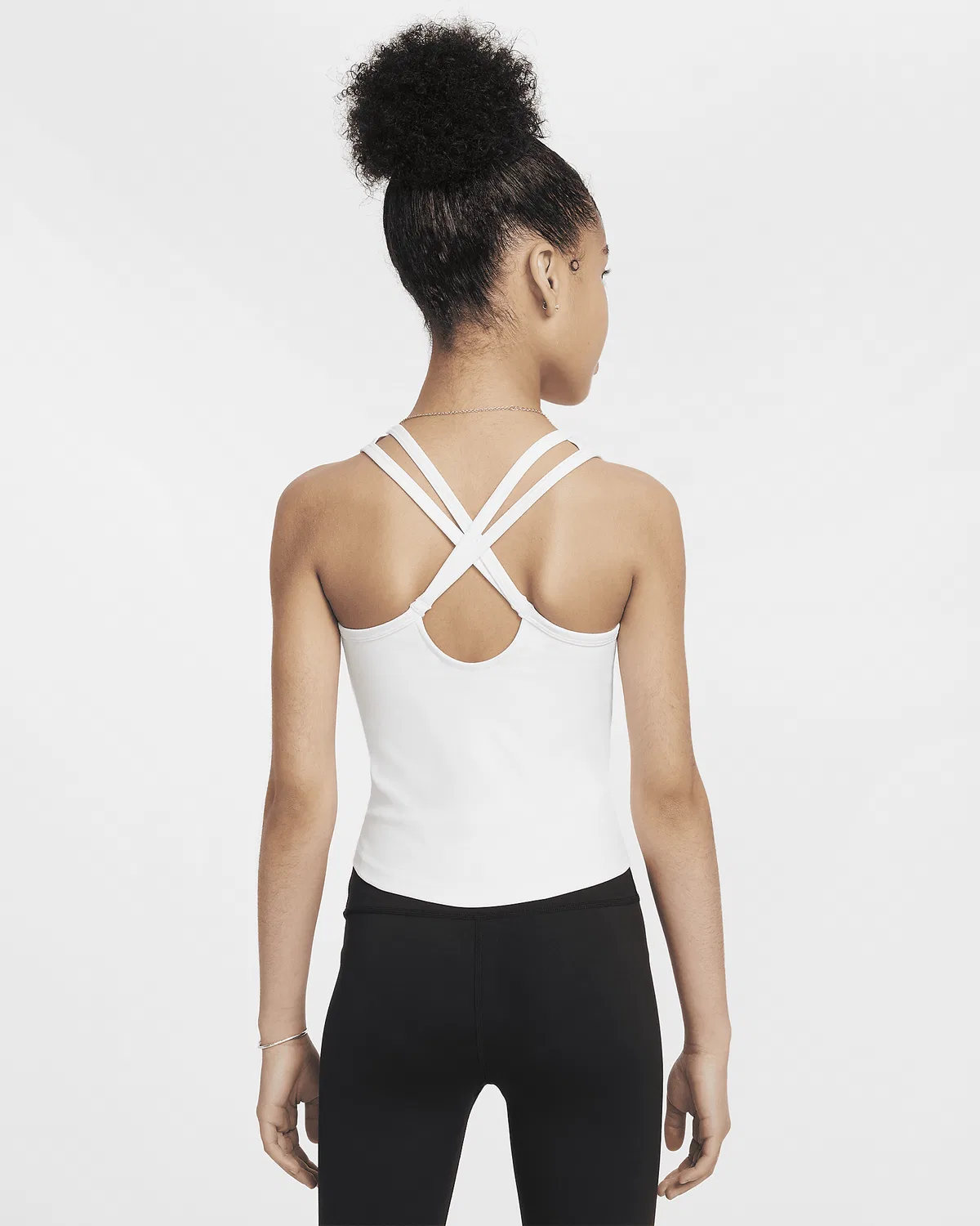 Детский (девчачий) топ Nike One Fitted Dri-FIT, White/Black — фото 2