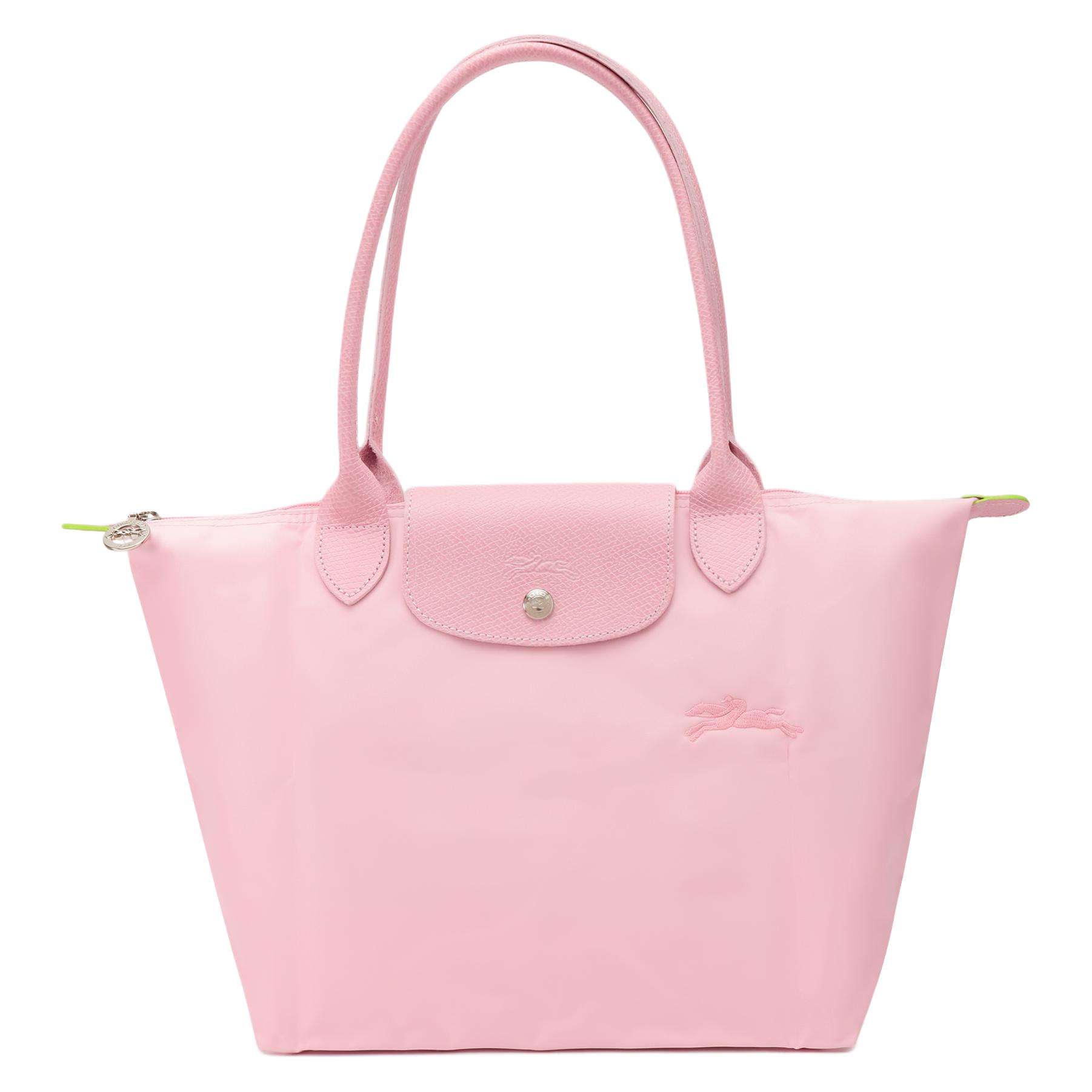 

LONGCHAMP Сумка-шоппер Le Pliage из зеленой коровьей кожи, сумка для покупок, дамская сумочка, сумка через плечо, женская, розовая, среднего размера