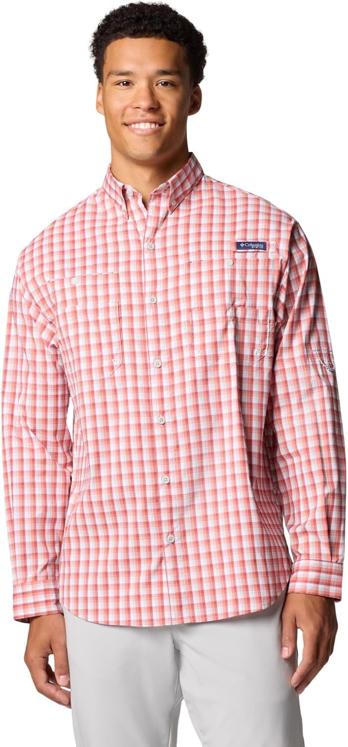 

Columbia мужская PFG Tamiami II UPF 40 рубашка для рыбалки с длинным рукавом, Dusty Crimson Gradient Check