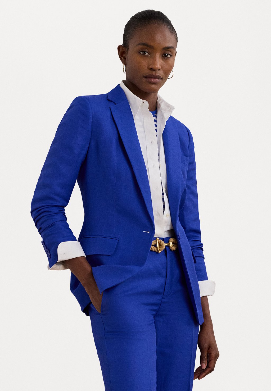 

Блейзер LINEN BLEND TWILL BLAZER Lauren Ralph Lauren, синий