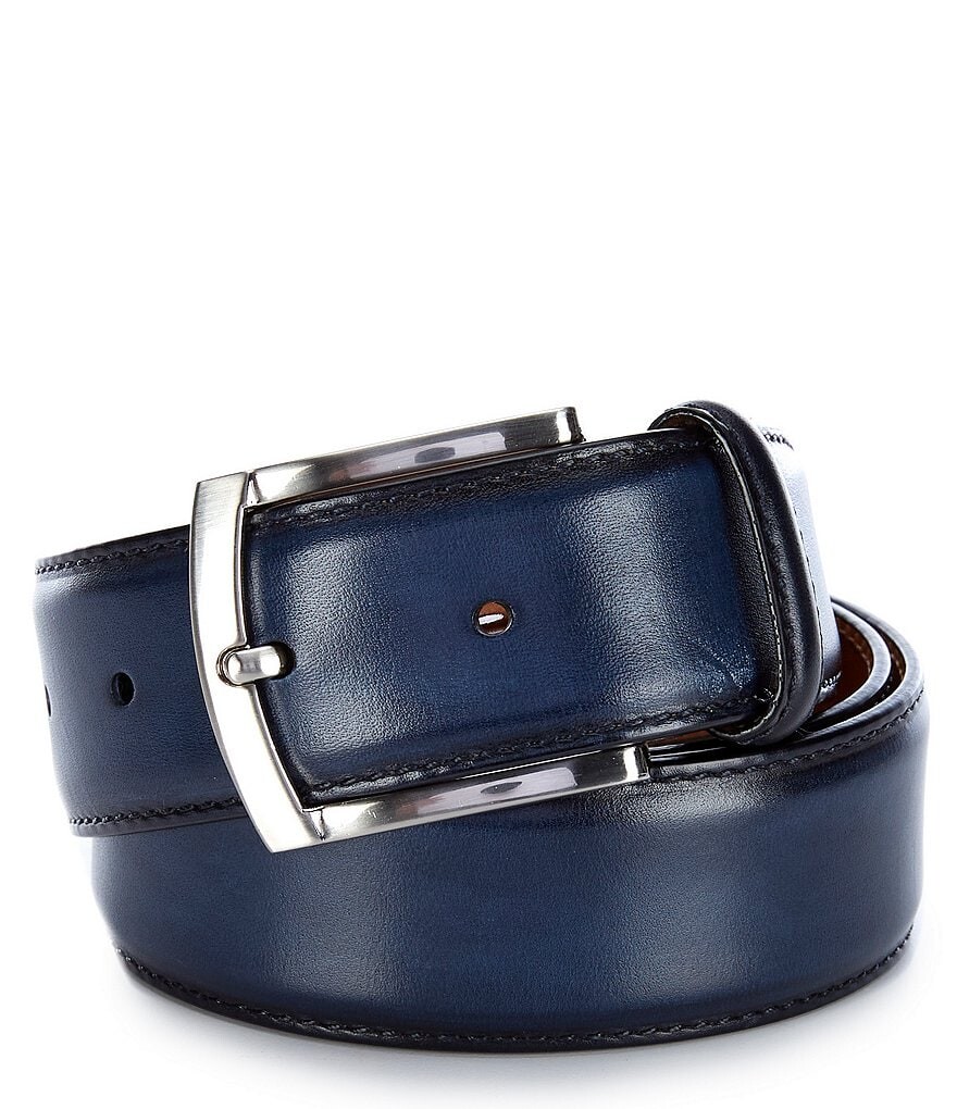 

Magnanni Мужской ремень из коричневой телячьей кожи, синий