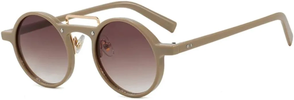 

Маленькие круглые солнцезащитные очки для женщин и мужчин, градиентная защита от УФ-излучения UV400, ретро-стиль, заклепки, панк UATXTAU, Khaki Tea Gradient