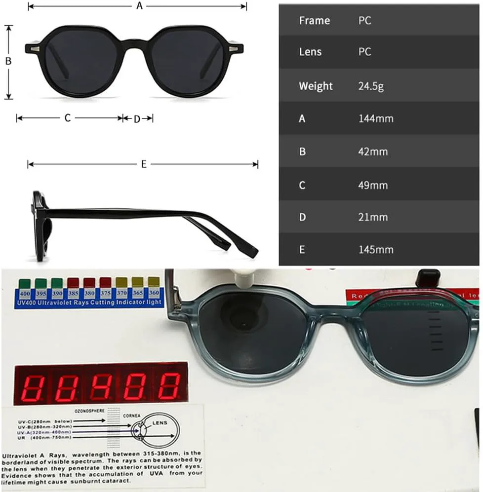 

Мужские солнцезащитные очки в стиле ретро, ​​круглые, роскошные, в стиле панк, с заклепками, женские, сине-серые, солнцезащитные очки UV400 HVTVTLA, Grey Grey