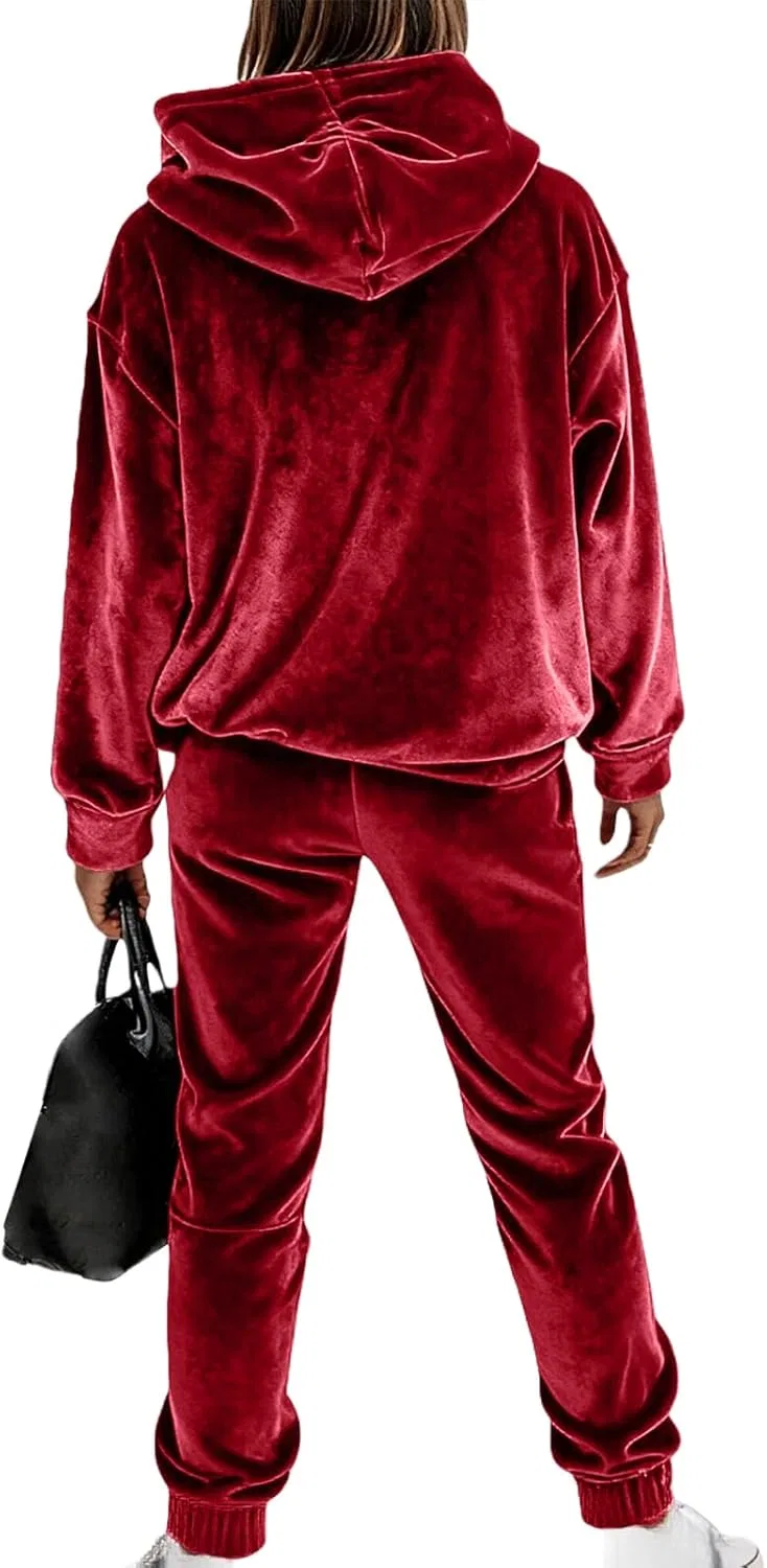 Спортивный костюм Velour с капюшоном и джоггерами, Red — фото 3