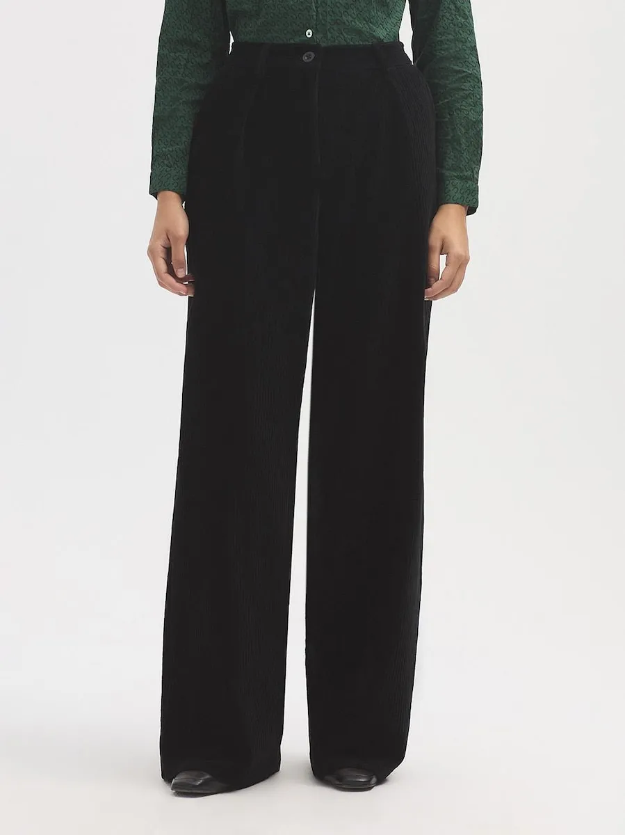 

Женские широкие вельветовые брюки с застежкой-молнией Nice Things, черный