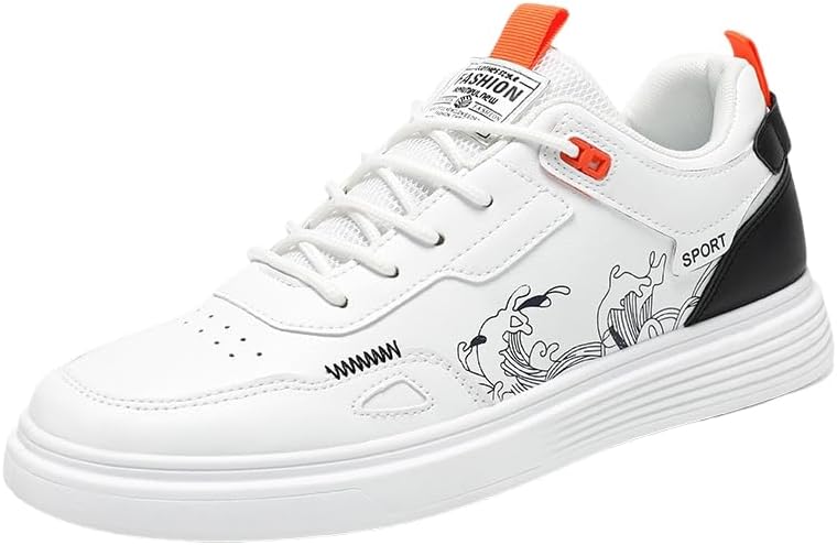 

Мужские стильные низкие кеды для скейтборда - дышащие и повседневные спортивные туфли с противоскользящей подошвой и шнуровкой, подходящие на весь год Hoalox, белый