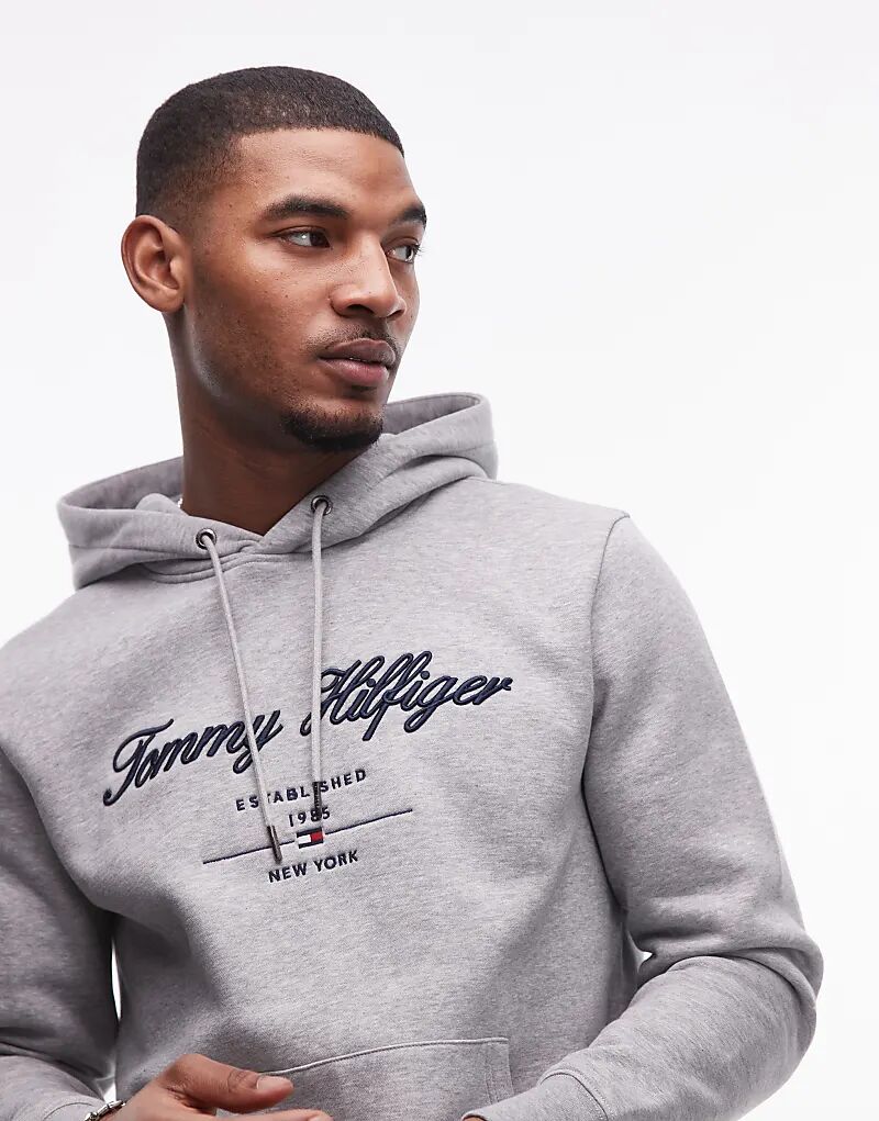 

Толстовка с капюшоном и логотипом серого цвета Tommy Hilfiger