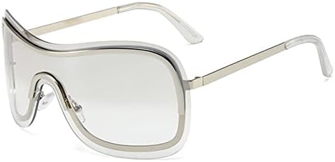 

Солнцезащитные очки без оправы из сплава в стиле Y2k для женщин, винтажные коричневые с серебристым градиентом, большие женские солнцезащитные очки MTZJH, Silver Silver