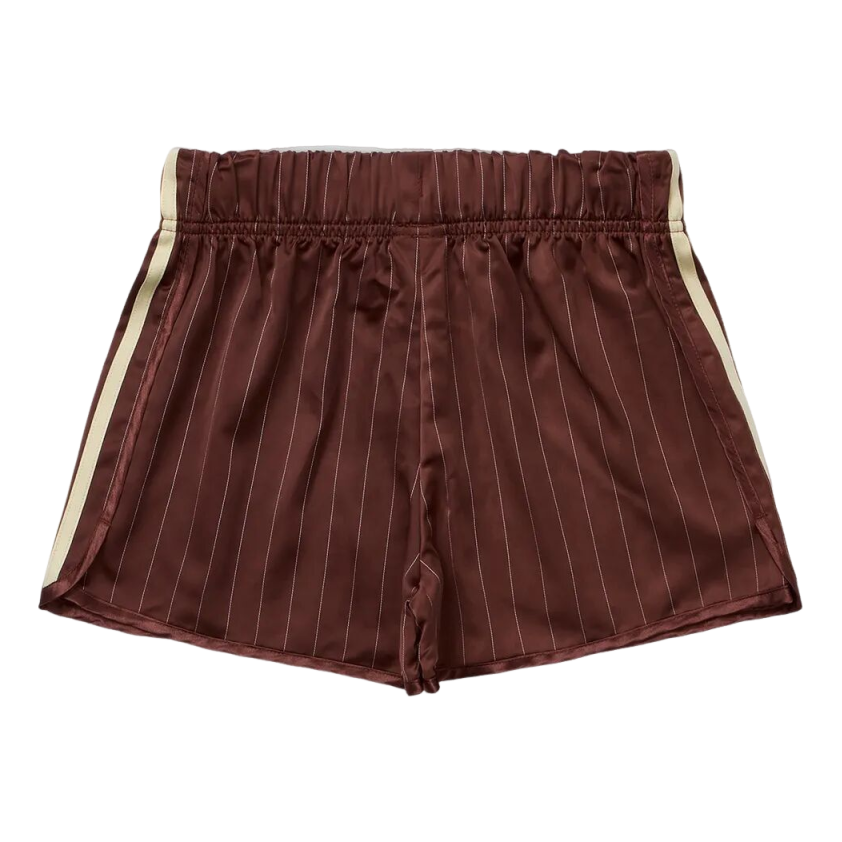 (WMNS) Шорты Adidas Pinstripe Satin Shorts, азиатский размер, цвет 'коричневый' — фото 2