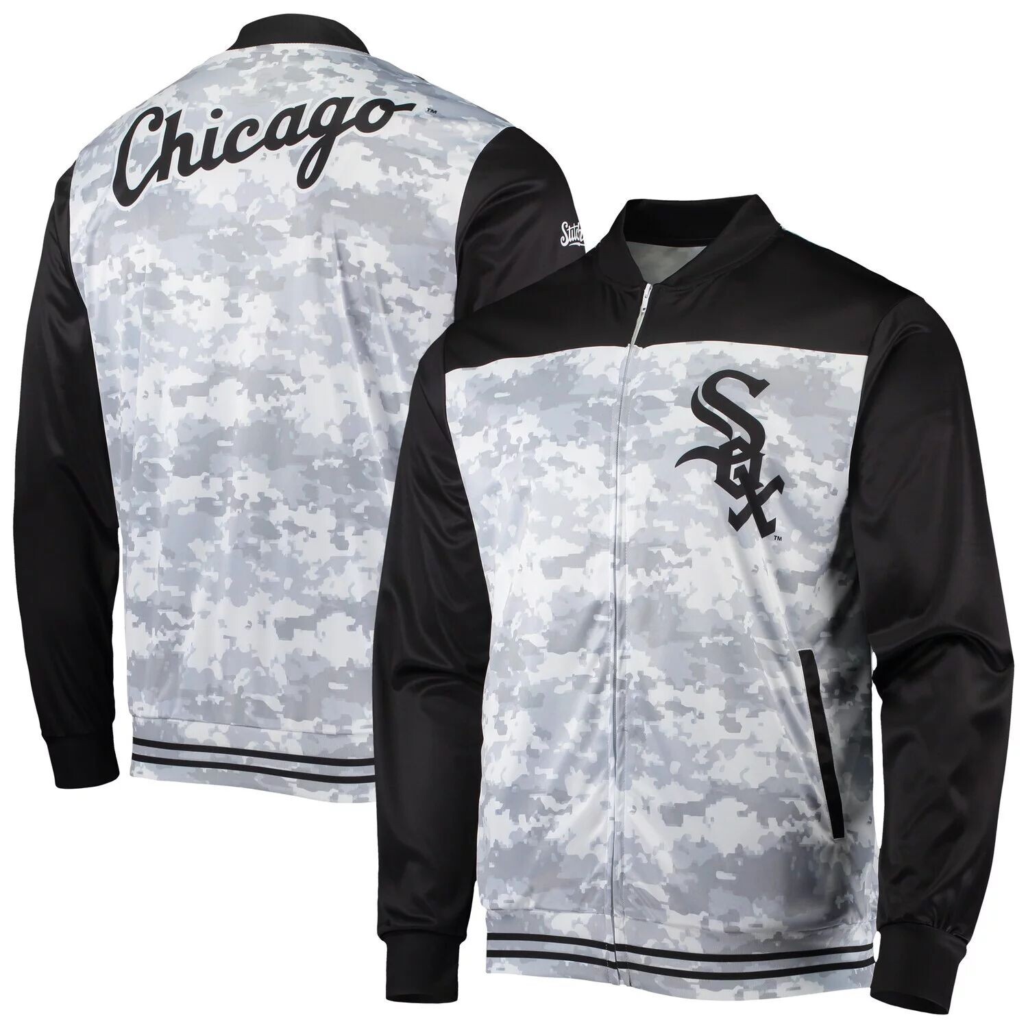 

Мужская черная куртка Chicago White Sox с молнией во всю длину и камуфляжем Stitches, Черный, Мужская черная куртка Chicago White Sox с молнией во всю длину и камуфляжем Stitches