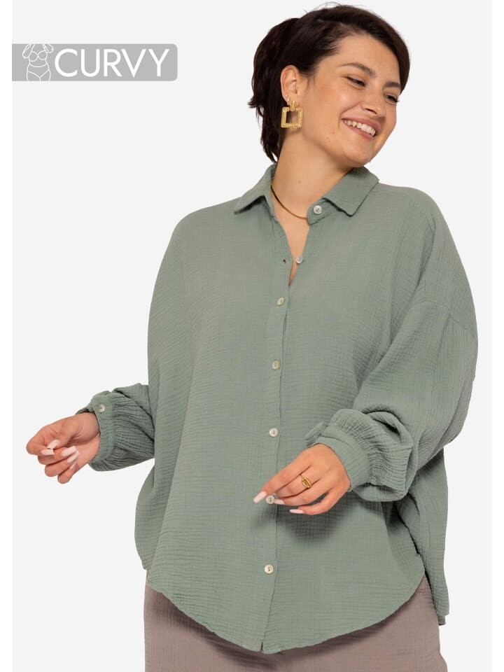 

Блуза SASSYCLASSY oversize kurz, зеленый