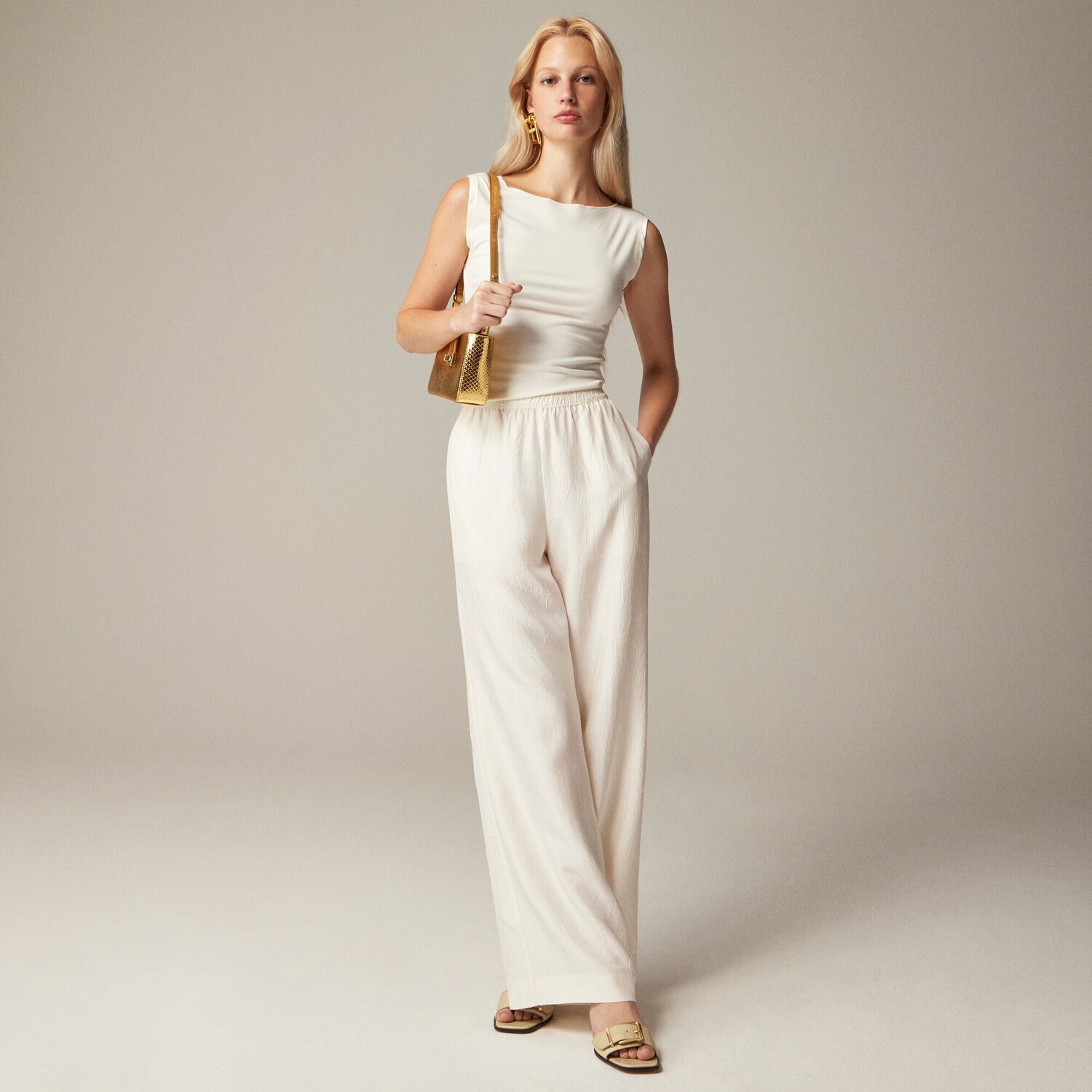

Брюки Stratus из текстурированного атласа J.Crew, белый