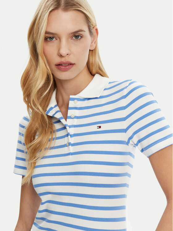 Рубашка поло облегающего кроя 1985 WW0WW43225 Tommy Hilfiger, голубой — фото 4