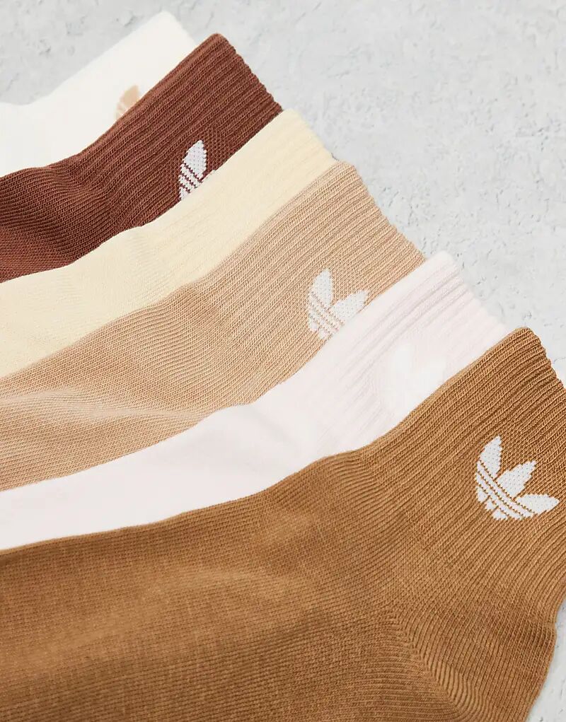 Носки adidas Originals adicolor Trefoil, 6 пар, коричневые и кремовые — фото 2