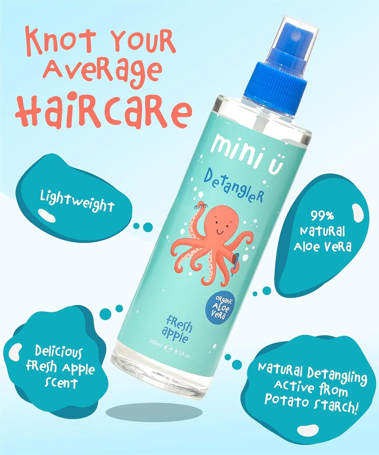 Детский спрей для распутывания волос Mini U Kids Detangler Spray с ароматом яблока Mini-U — фото 3