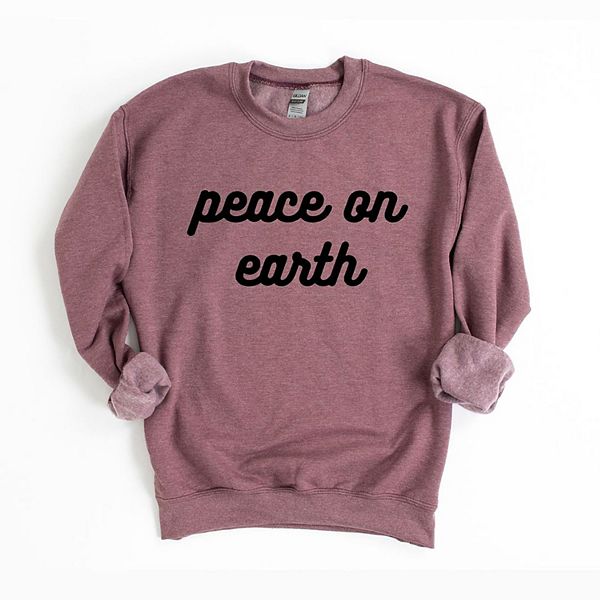 

Свитшот Peace on earth bold cursive Simply Sage Market, Heather Maroon