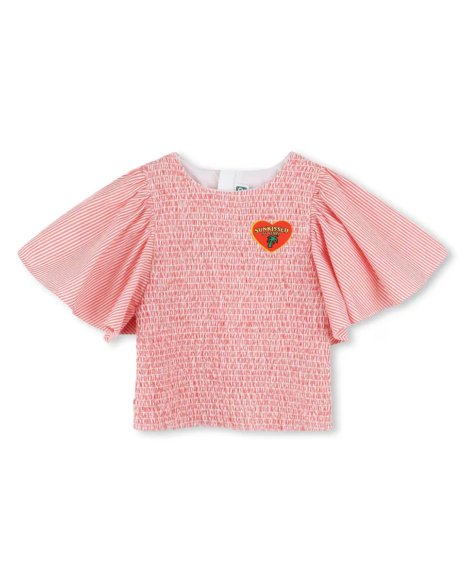 

Детская блузка с рюшами 100% хлопок Kenzo Kids, красный