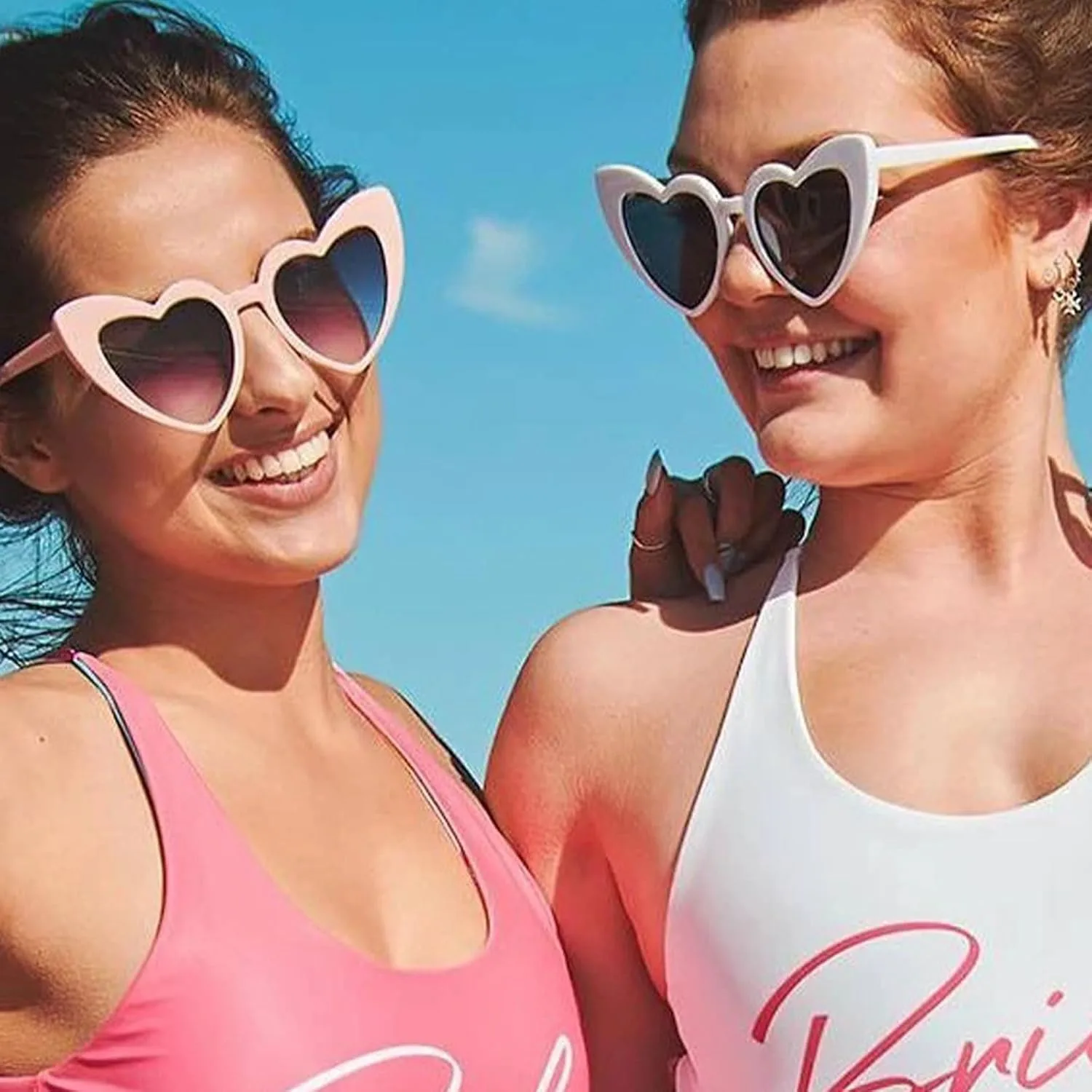 

Солнцезащитные очки в форме сердца для женщин и мужчин, винтажные очки «кошачий глаз», ретро-очки, очки для девичника, сувенир для невесты Awdchny, Pink +White