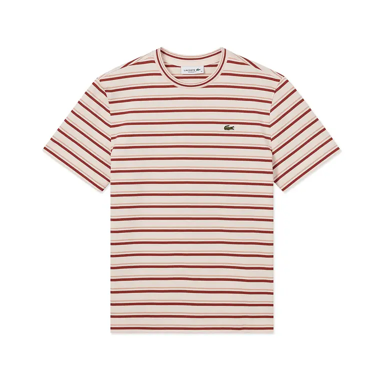 Футболка Lacoste, с круглым вырезом, бело-темно-синяя — фото 3