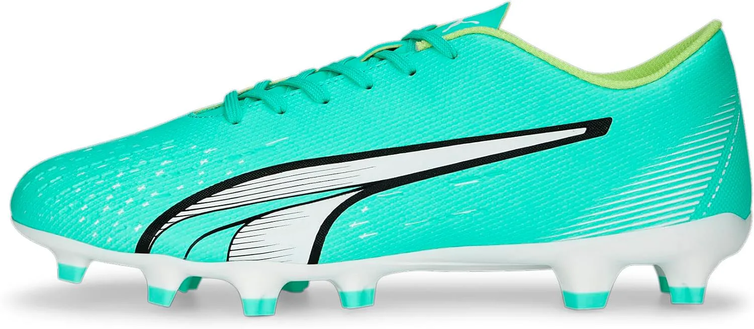 Футбольные бутсы Puma Mens Ultra Play Firm для игры на твердом искусственном газоне, мятный/белый/желтый — фото 2