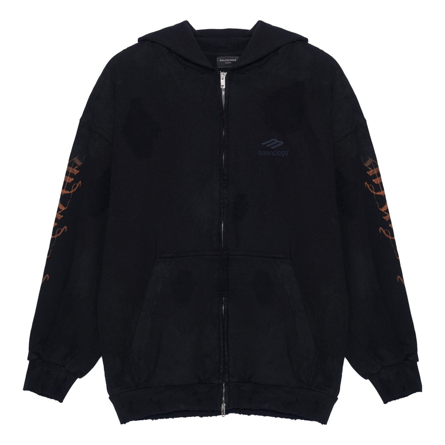 

Куртка Balenciaga Heavy Metal Zip-Up Hoodie Small Fit 'Black Faded', черный