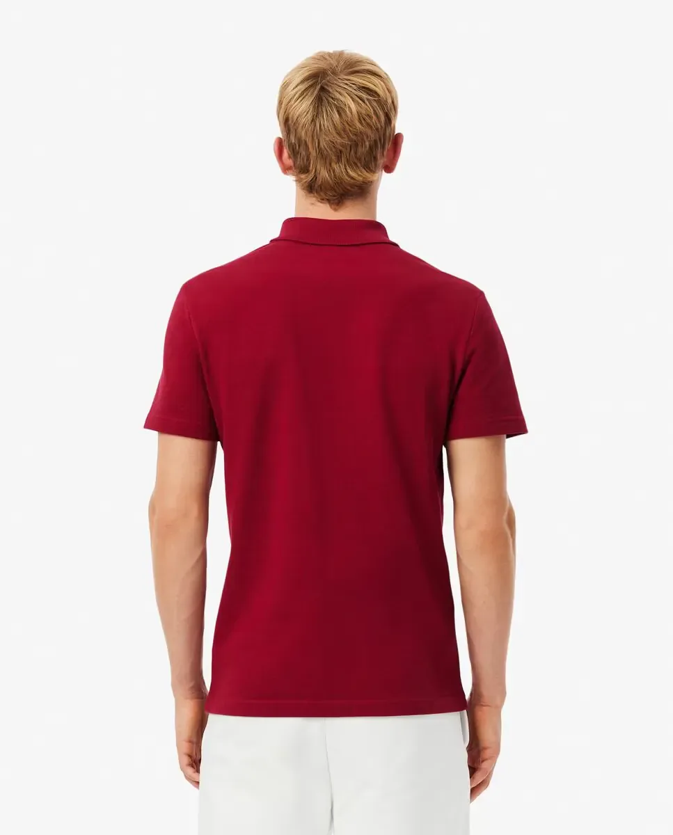 Мужское поло стандартного кроя с логотипом на манжете коротких рукавов Lacoste, бордовый — фото 2
