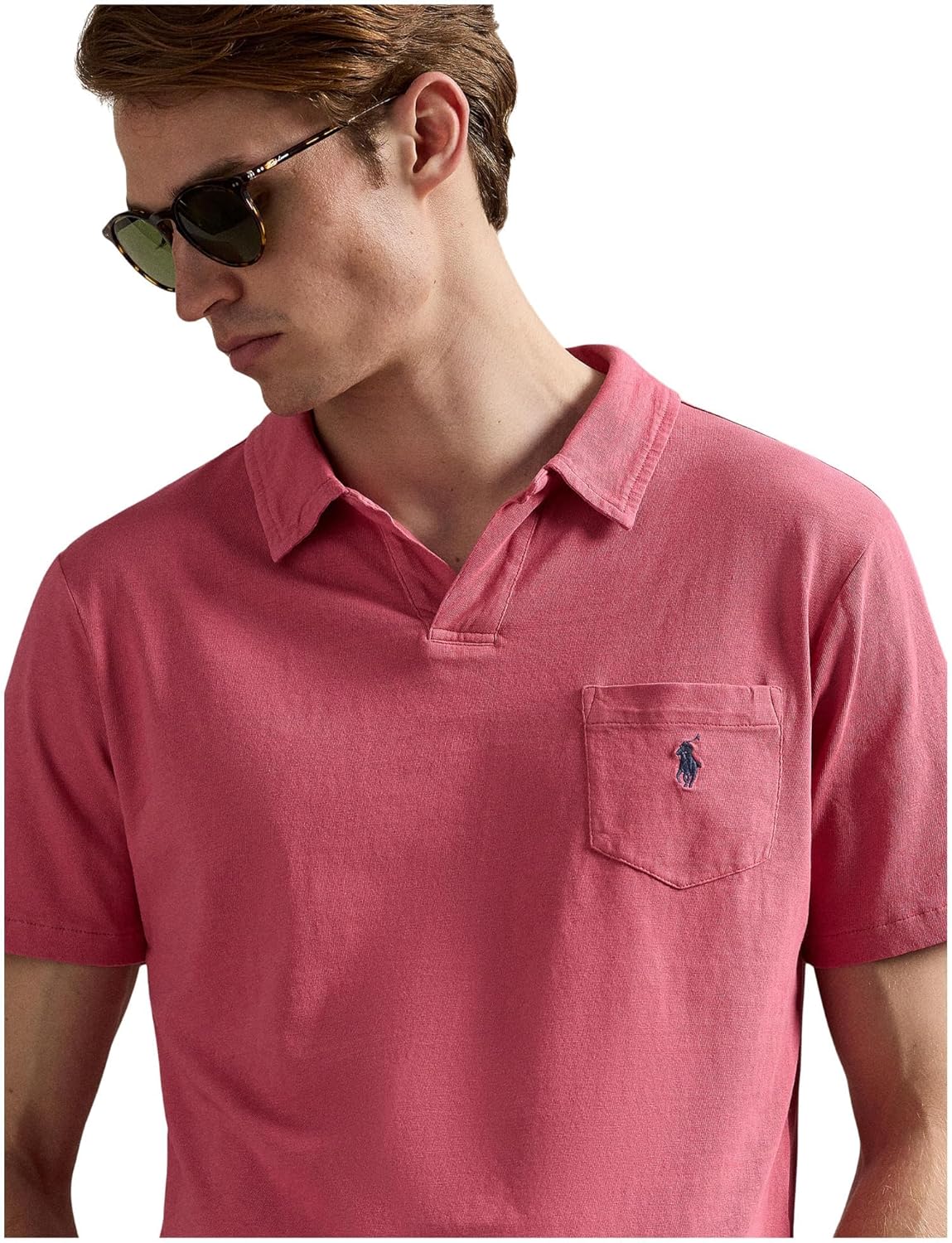 POLO RALPH LAUREN Мужская классическая хлопковая поло рубашка с льняной отделкой, Adirondack Berry — фото 3