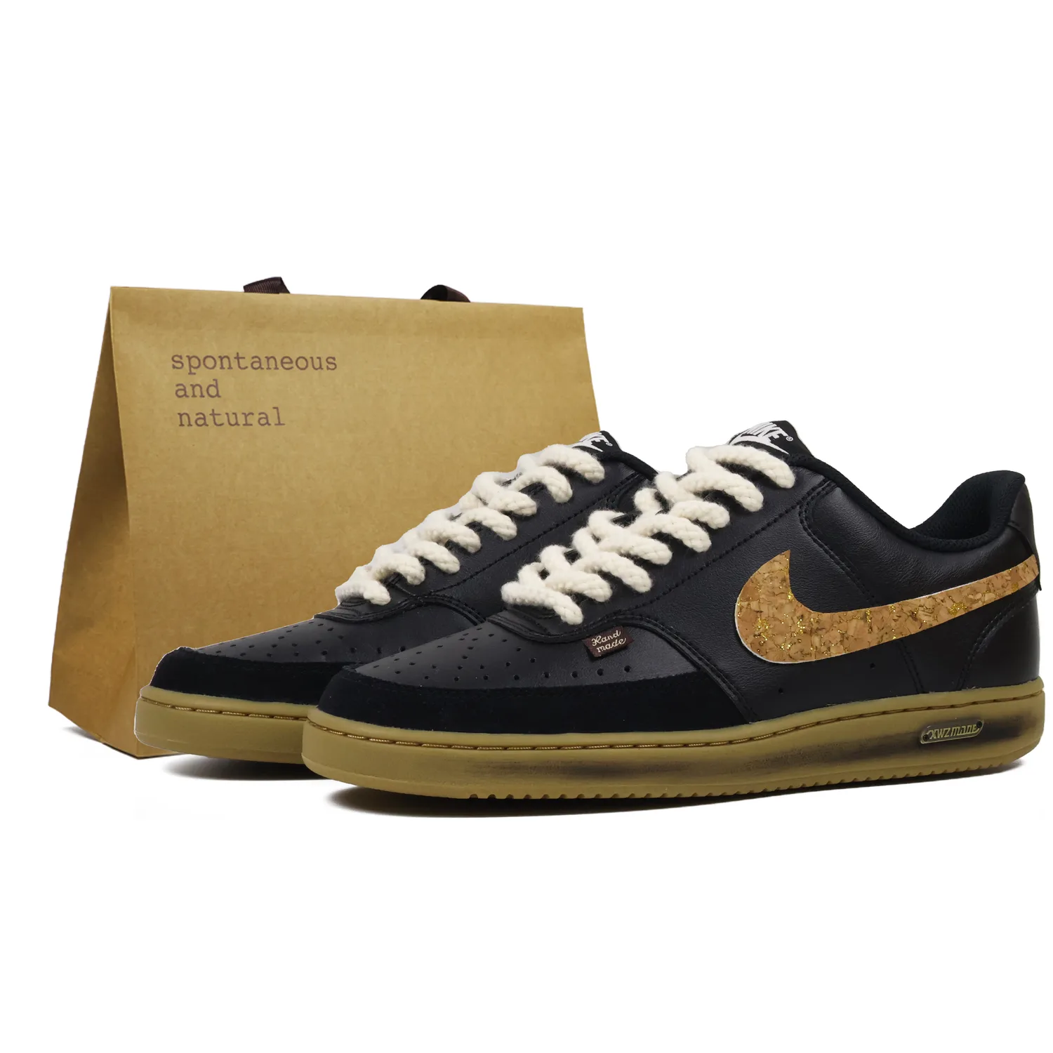Кроссовки для скейтбординга мужские Court Vision Slip Resistant Abrasion Resistant Low top Nike, черный коричневый