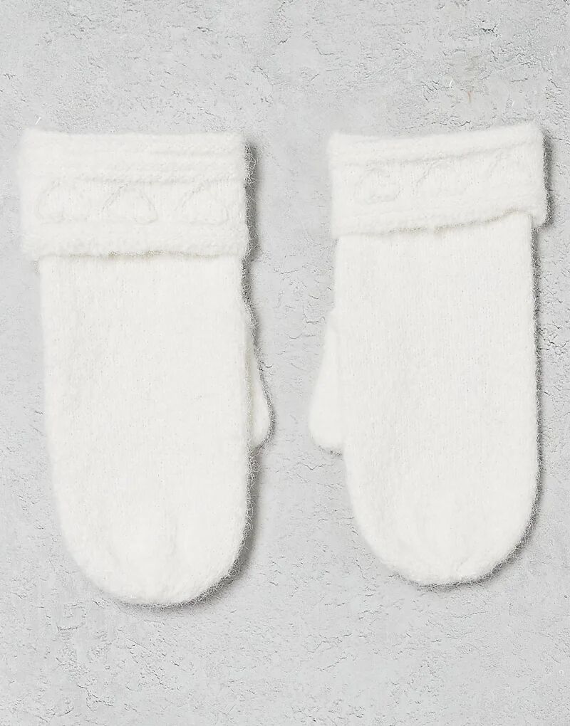 

Вязаная варежка с вышитым сердечком от Miss Selfridge кремового цвета