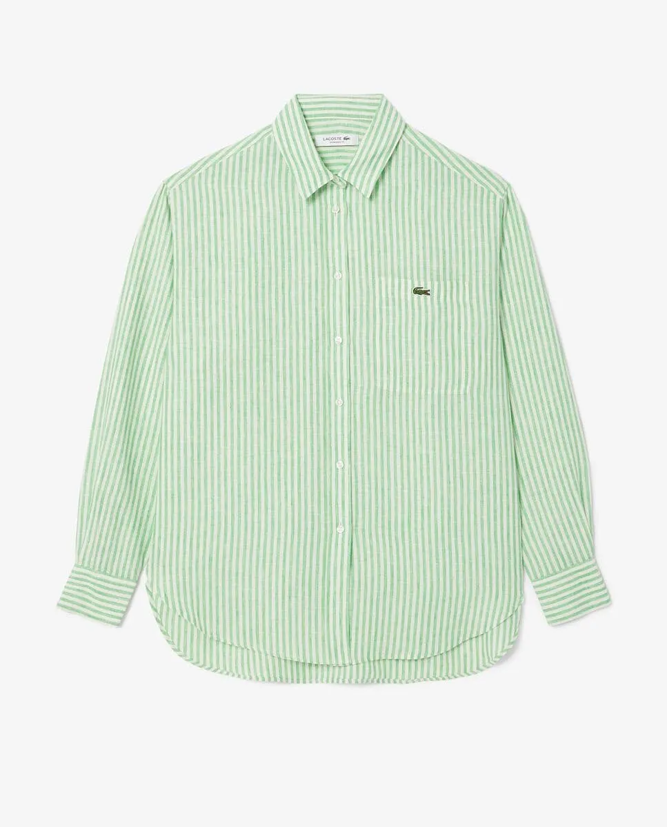 

Женская рубашка с длинным рукавом из 100% льна Lacoste, зеленый