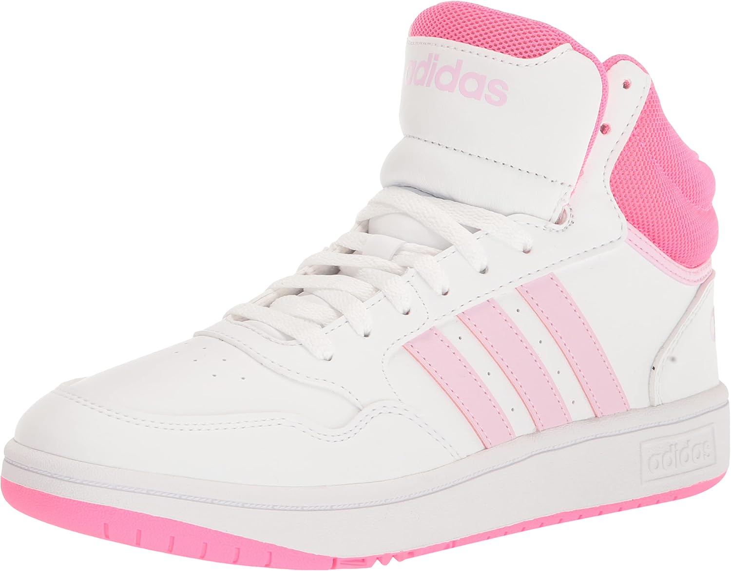 

Баскетбольные кроссовки Adidas Kids' Hoopds среднего верха, белый/розовый