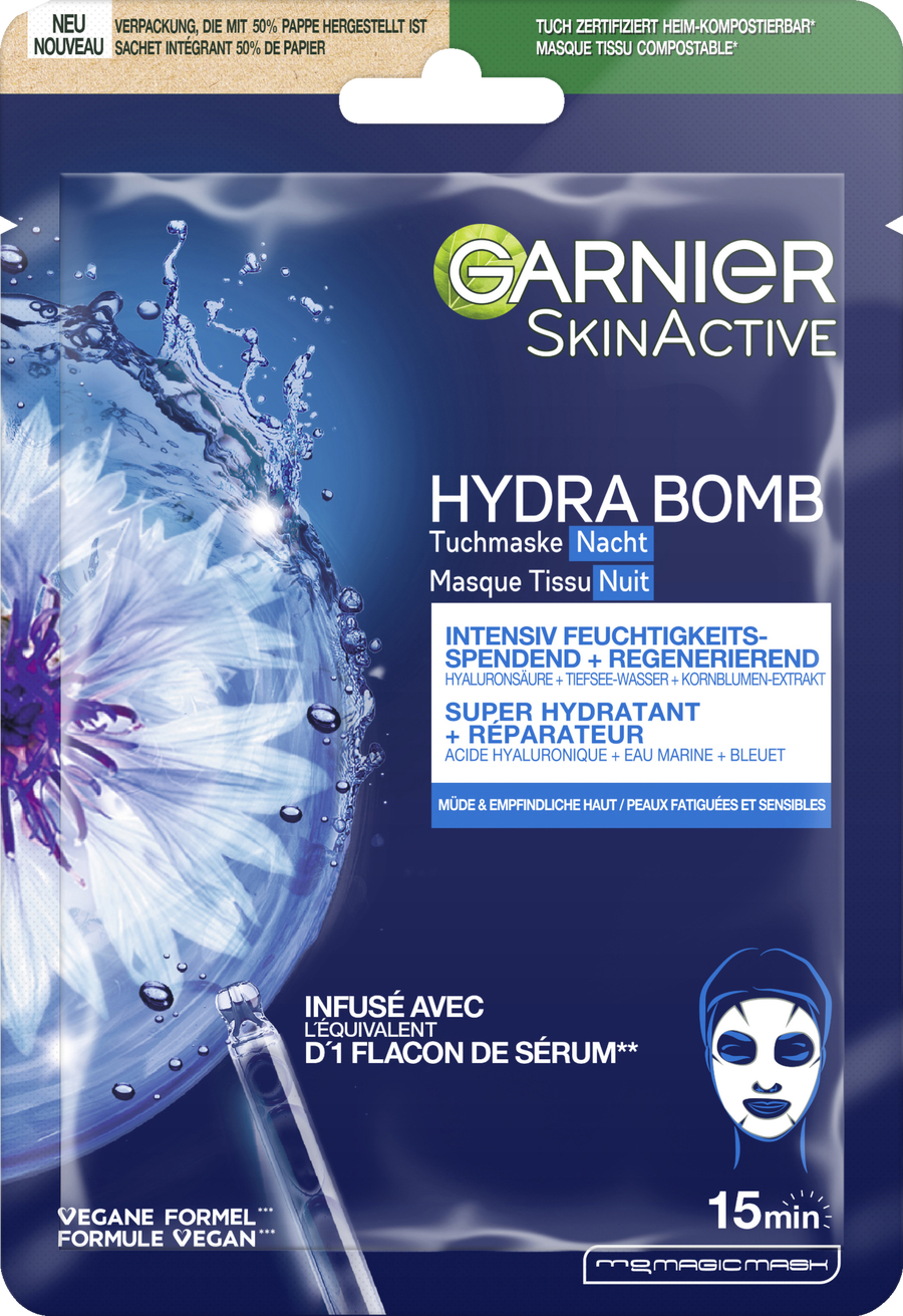 

Маска для лица Garnier SkinActive Tuchmaske Hydra Bomb Nacht Feuchtigkeitsspendend & Regenerierend