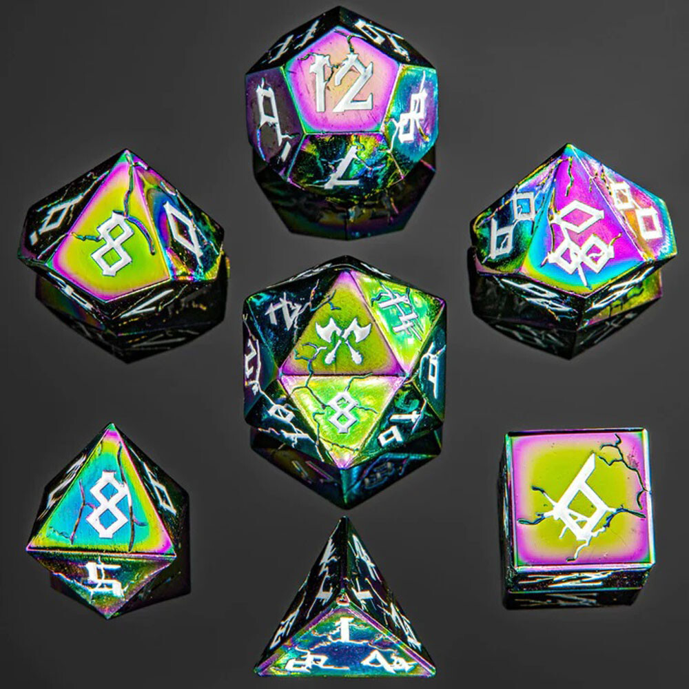 

Аксессуары Hymgho Premium Gaming Metal Barbarian Dice Set: Rainbow w/ White (7)