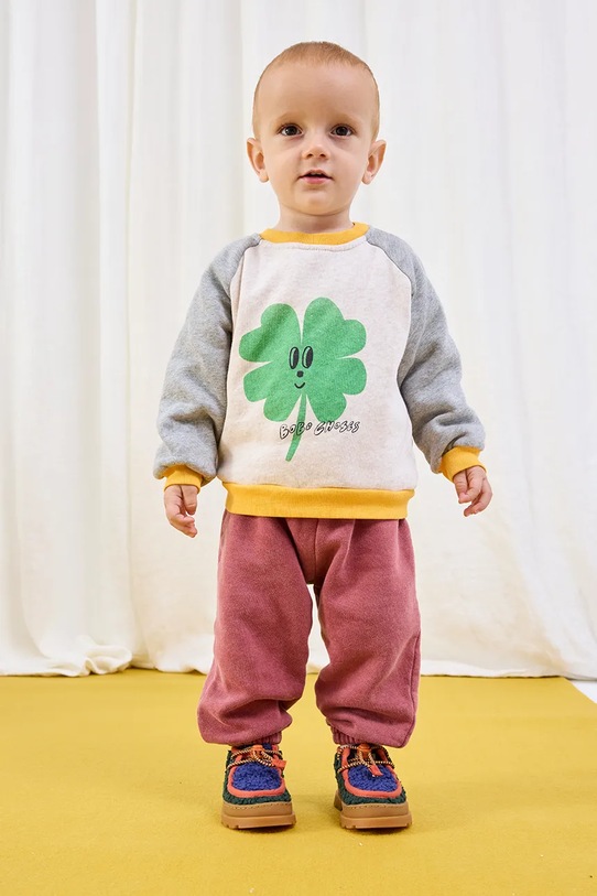 

Детская хлопковая кофта Lucky Clover с длинным рукавом Bobo Choses, белый