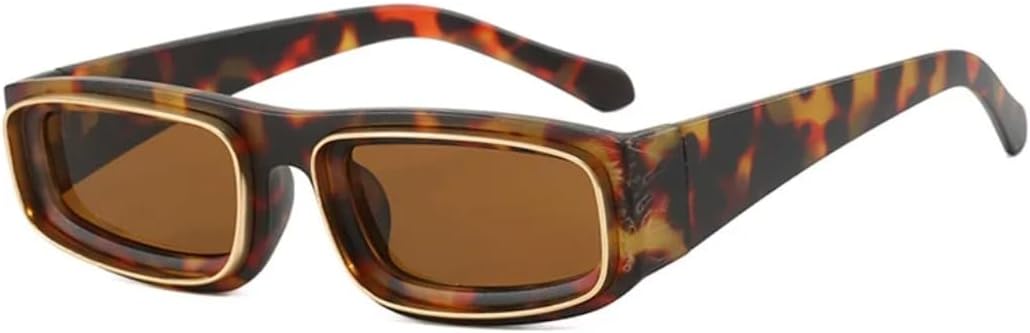 

Солнцезащитные очки для мужчин и женщин - защита UV400 - леопардовый принт, маленькая оправа, градиентные линзы, для занятий спортом на открытом воздухе и вождения DSVIGF, Leopard Brown