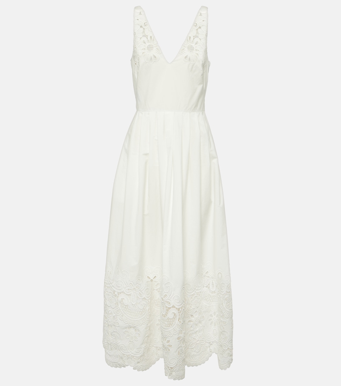 

Хлопковое платье миди Broderie anglaise Valentino, Bianco