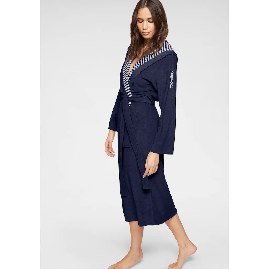 

Женский халат для бассейна KangaROOS Dalia, идеален для сауны и СПА, стандартной длины и удлиненный, 1 шт., однотонный с полосками, с карманами, легкий, размеры XS-3XL, также в особо длинном варианте Kangaroos, Marine