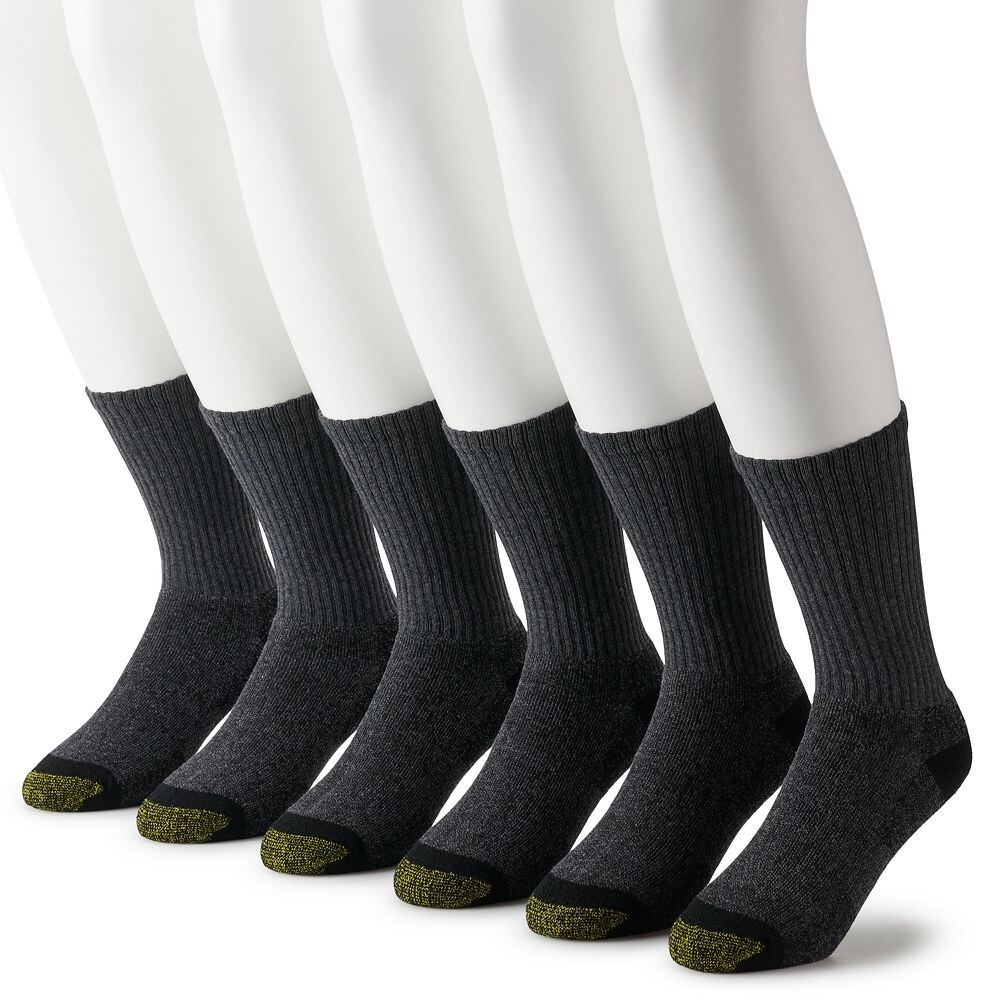 

Набор из 6 мужских рабочих хлопковых носков GOLDTOE, цвет Gray Black