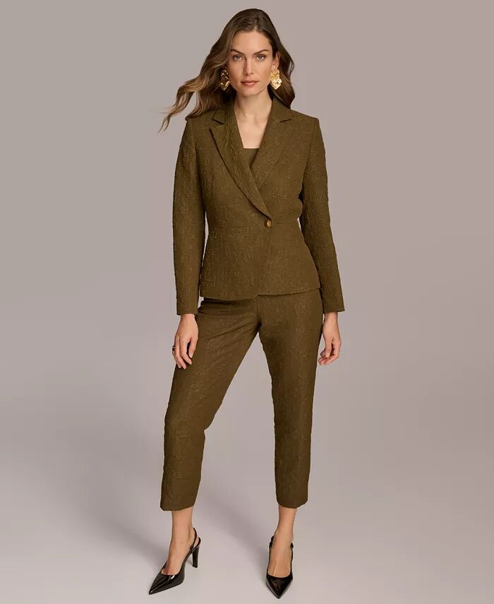 

Женский текстурированный блейзер и узкие брюки Donna Karan New York, зеленый