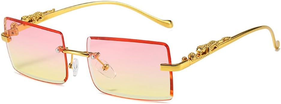 

Солнцезащитные очки без оправы прямоугольной формы для мужчин и женщин, модные солнцезащитные очки без оправы для женщин, леопардовый принт, защита от ультрафиолета UV400 MTZJH, 8