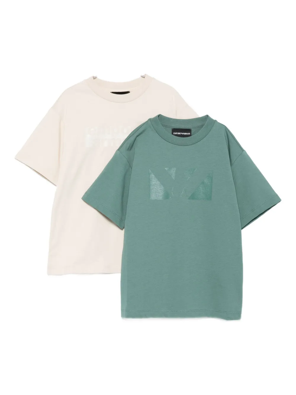 

Хлопковые футболки с логотипом орла (комплект из двух) Emporio Armani Kids, зеленый